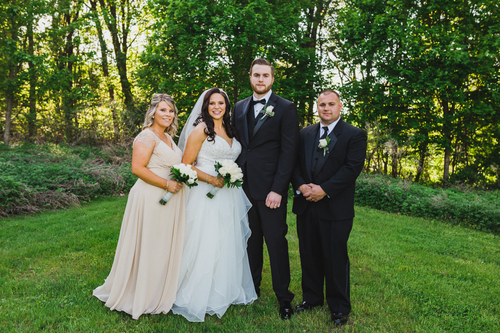 Family photos at a spring wedding
