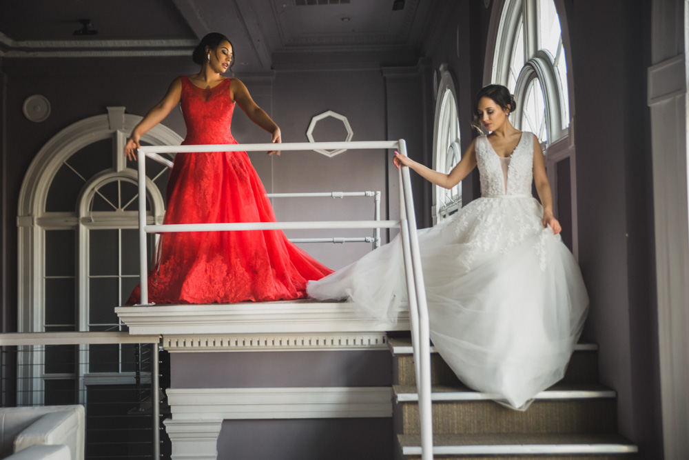 Red and white wedding dresses in Meriden CT