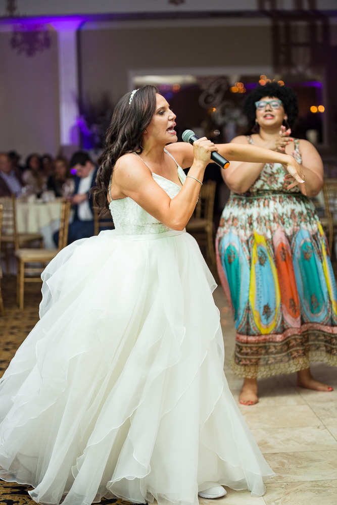 Jocelyn rapping at her spring wedding