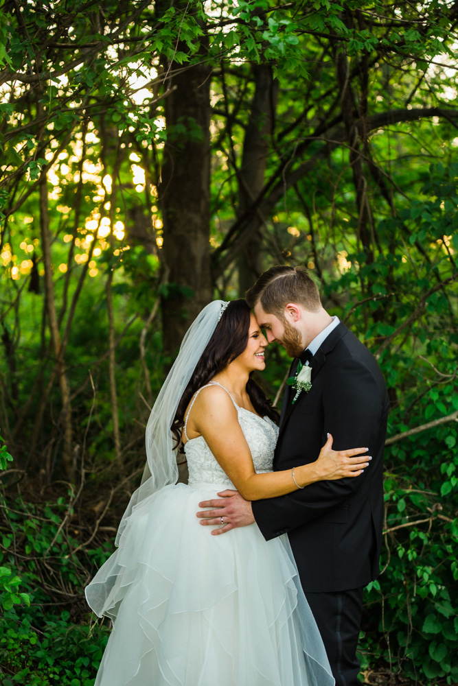 Bride and groom portrait at their Spring wedding in New England 