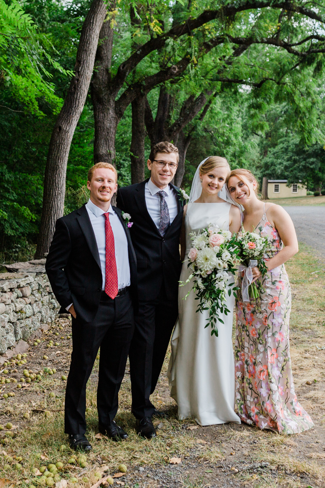 bride and maid of honor, with groom and his best man at Wadsworth Mansion wedding