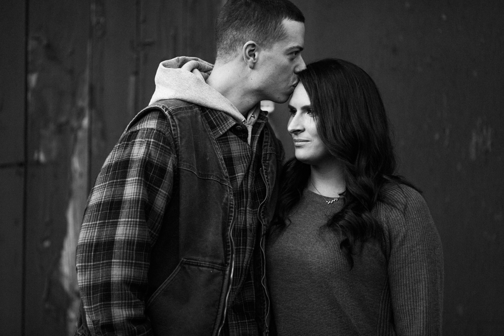 black and white Connecticut engagement photo