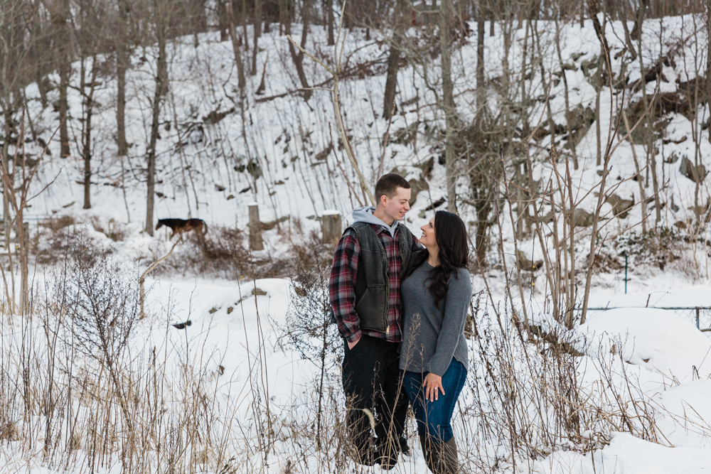 winter engagement photo in Connecticut