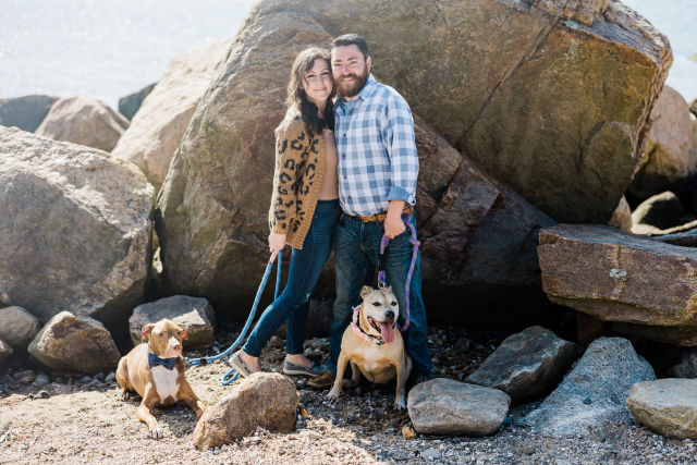 couple at their hammonasset beach engagement session